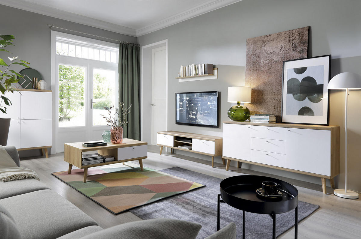 COUCHTISCH Primo Creme und Weiß 67x107x46 - Beige, Holzwerkstoff (67/107/46cm) - AKL FURNITURE