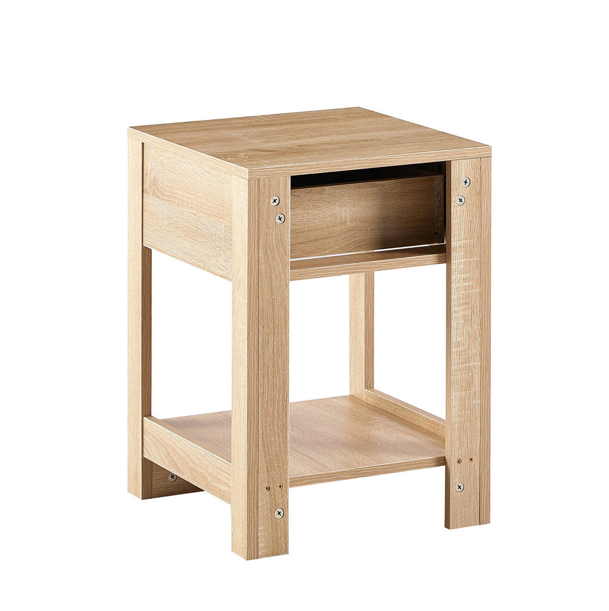 NACHTTISCH 40/40/55 cm in Natur mit Rattanfront und Schublade - Hellbraun, Holzwerkstoff (40/55/40cm) - Flora Grace