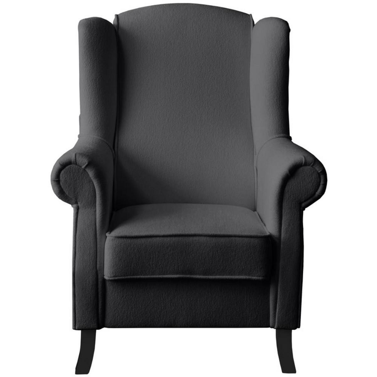 OHRENSESSEL Leonardo dunkelgrau boucle-stoff - Dunkelgrau, Holz/Textil (88/118/86cm) - Beautysofa