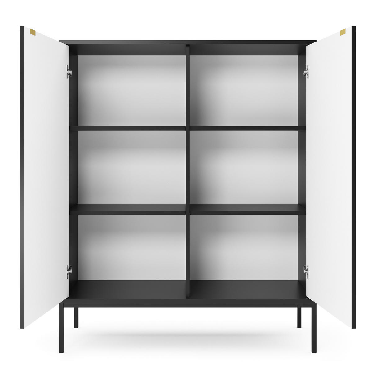 SIDEBOARD NANAIMO KOM1-2D Profilierte Fronten, Schwarz - Schwarz, Holzwerkstoff/Kunststoff (104/125/39cm) - Komodee