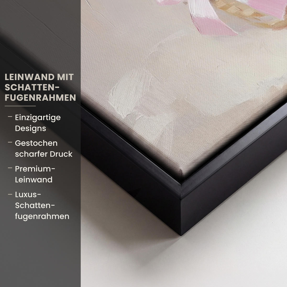 LEINWAND Bilder mit Rahmen - Korb - Eier - Rosa - 40x30 - Beige, Textil (40/30cm) - MuchoWow