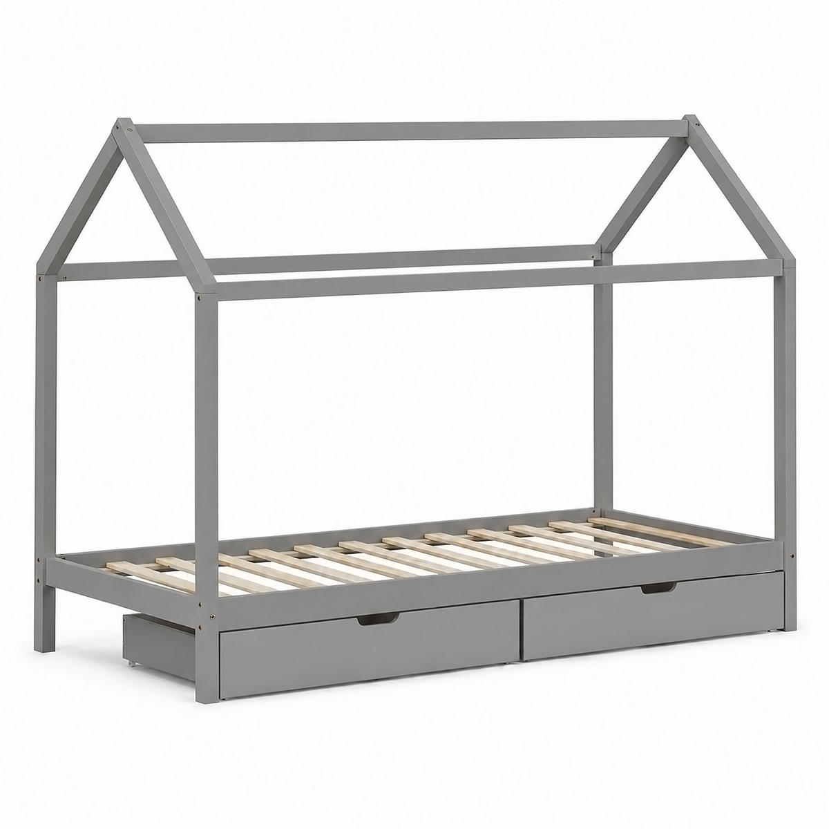 HAUSBETT mit Stauraum 90/200 cm Grau - Grau, Holz (206/160/98cm) - Homestyle4u