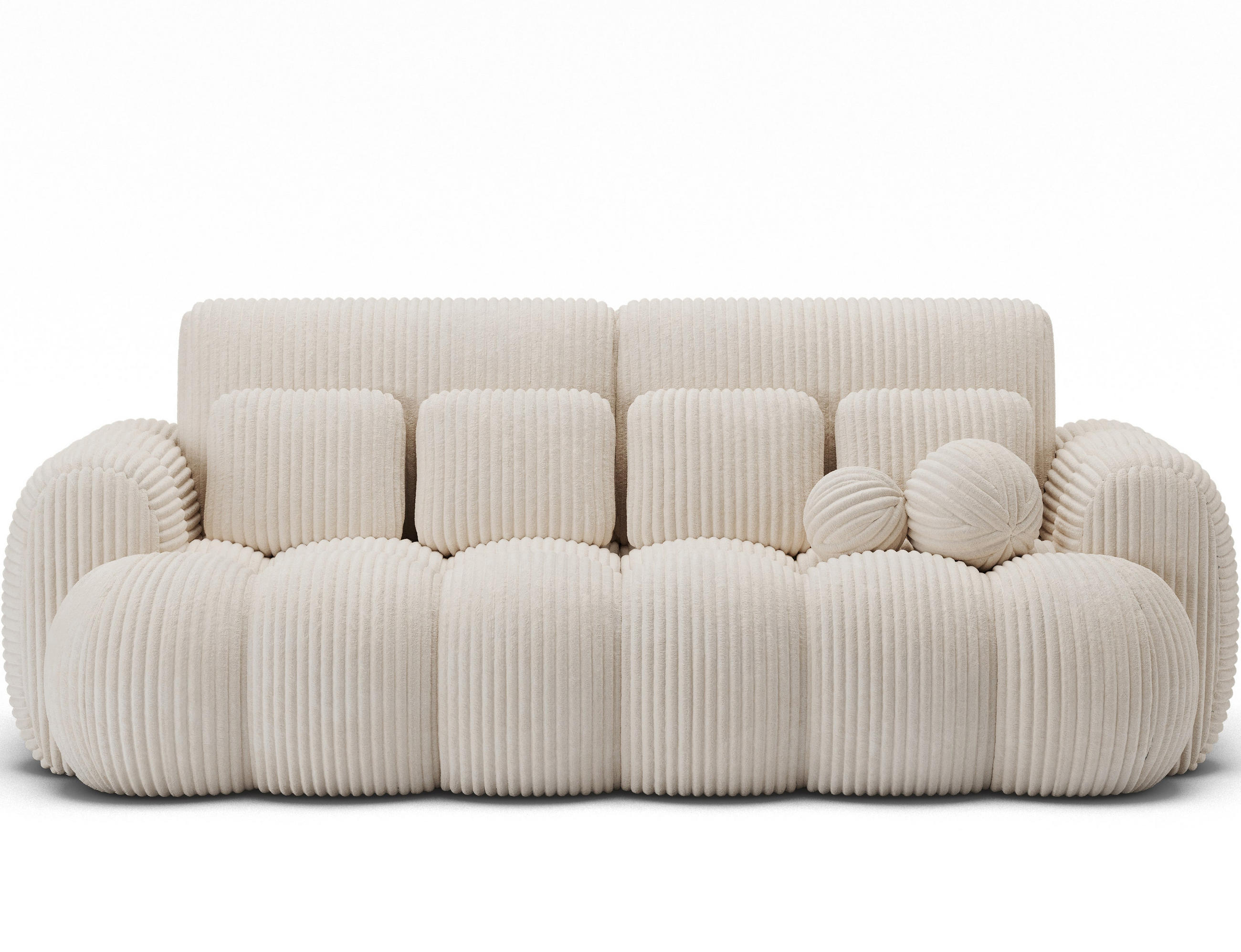 SCHLAFSOFA COTONN 256 cm – Modernes 3-Sitzer Sofa mit Schlaffunktion, Bettkasten und Dekokissen - Weiß, Kunststoff (256/119/105cm) - Wohnideebilder