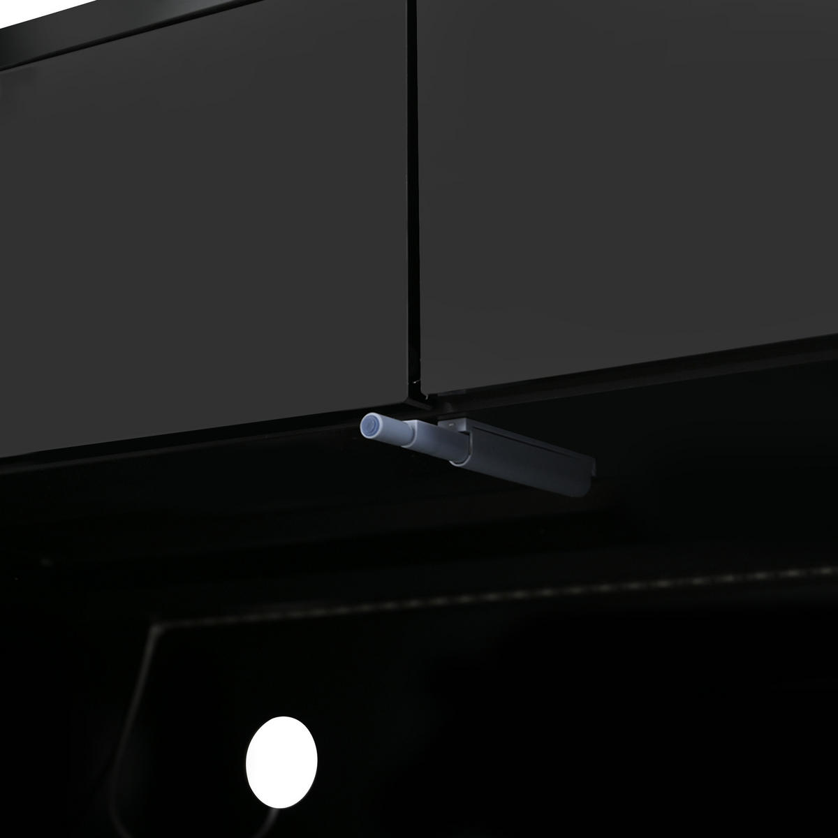 COUCHTISCH 100/50/40 cm hochglänzend mit 2 Schubladen und Bluetooth-LED-Lichtleiste - Schwarz, Holzwerkstoff (100/50/40cm) - OKWISH