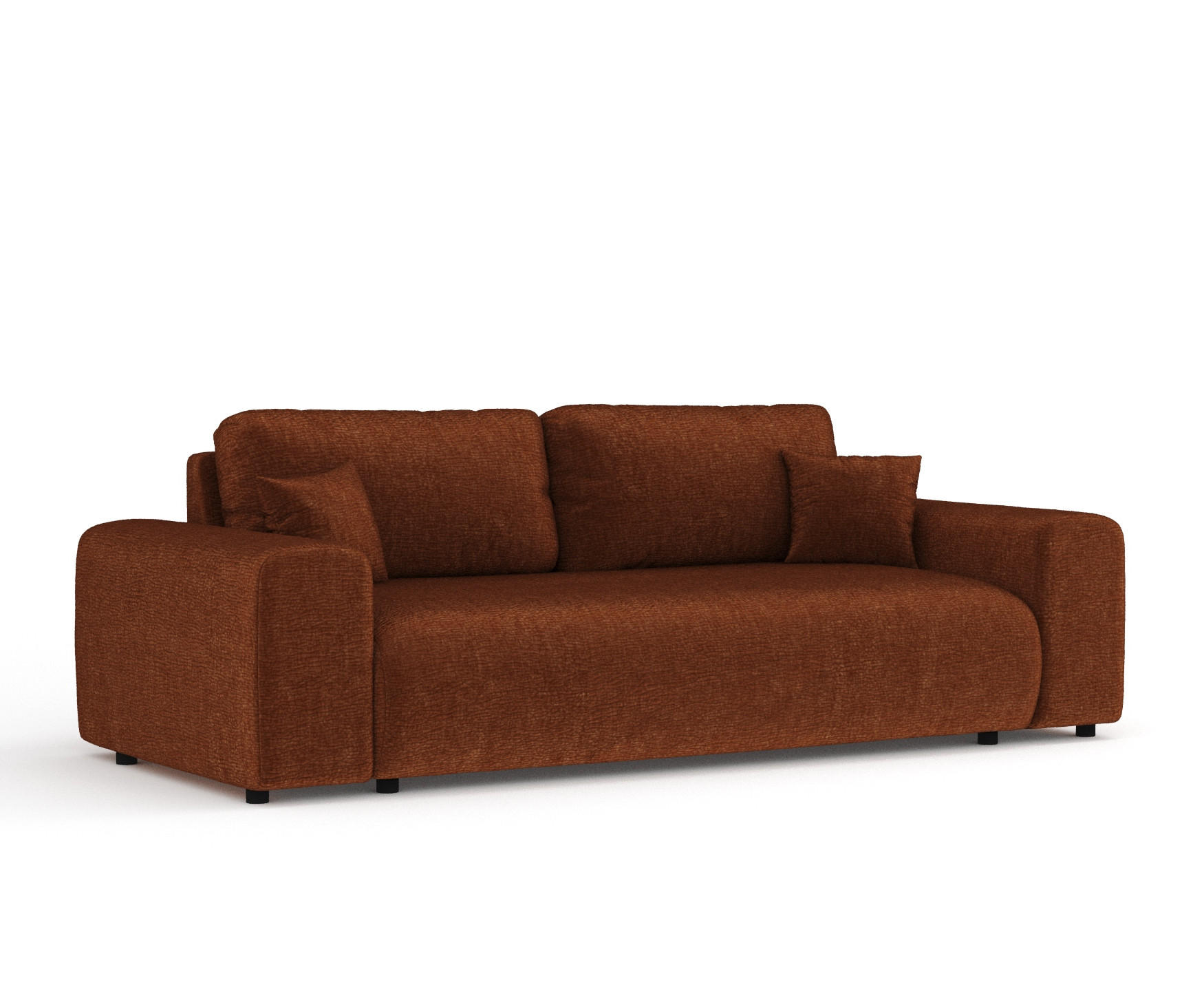 3-SITZER-SOFA Zanzibar Dunkelorange Chenille - Dunkelorange/Schwarz, Holz/Holzwerkstoff (213/79/108cm) - Maison de Reve