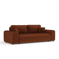 3-SITZER-SOFA Zanzibar Dunkelorange Chenille - Dunkelorange/Schwarz, Holz/Holzwerkstoff (213/79/108cm) - Maison de Reve
