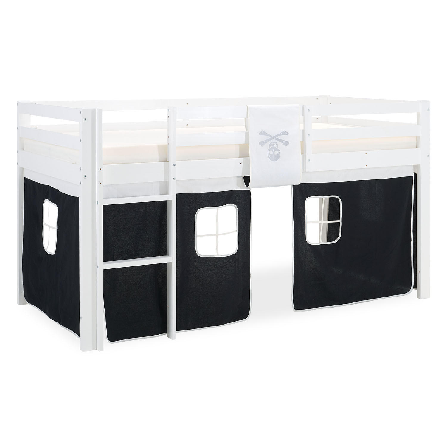 HOCHBETT Leiter 90/200 cm Pirat - Schwarz/Weiß, Holz/Textil (90/200cm) - Homestyle4u