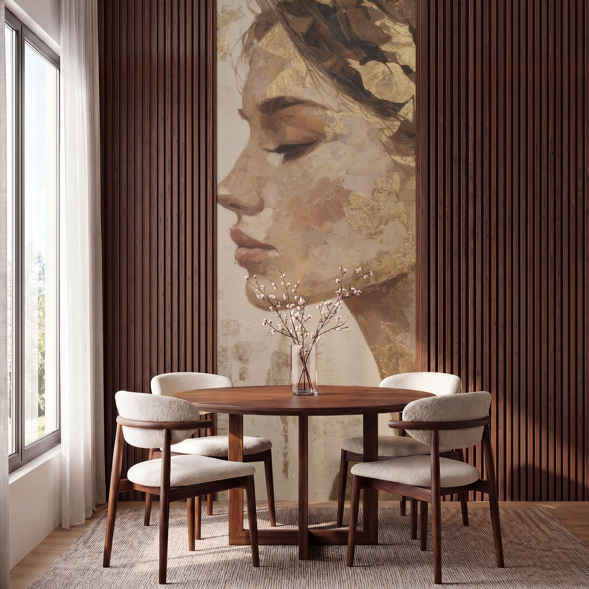 TAPETE - Frau - Gold - Abstrakt - Textur - 120x280 cm - Goldfarben, Papier (120/280cm) - OnlyWow