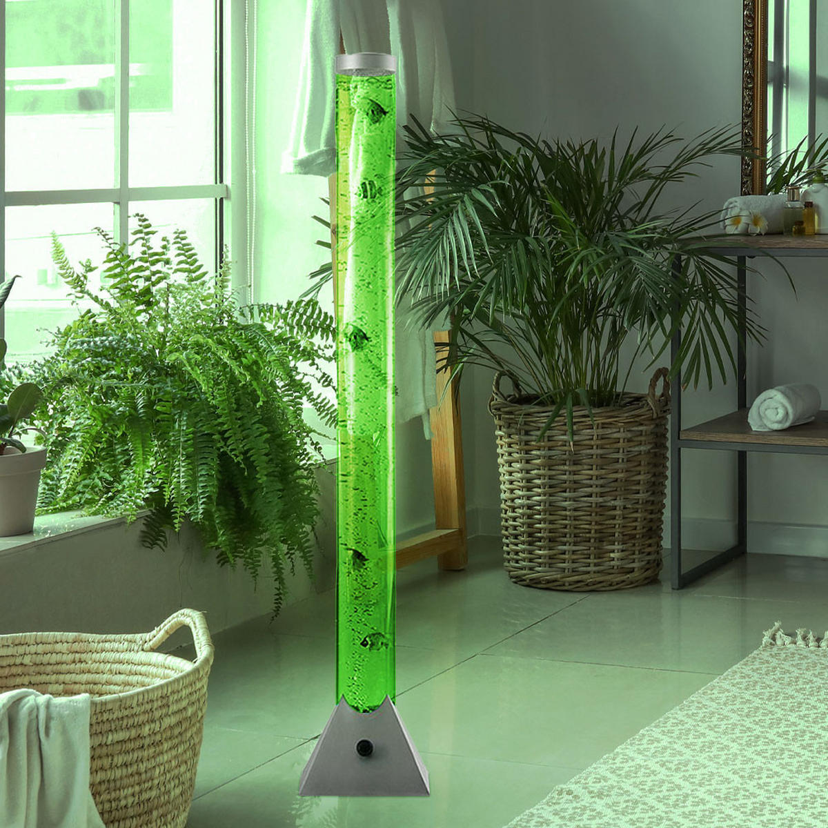 LED STEHLEUCHTE Aqua Bunt - Silberfarben, Kunststoff (22/22/120cm)