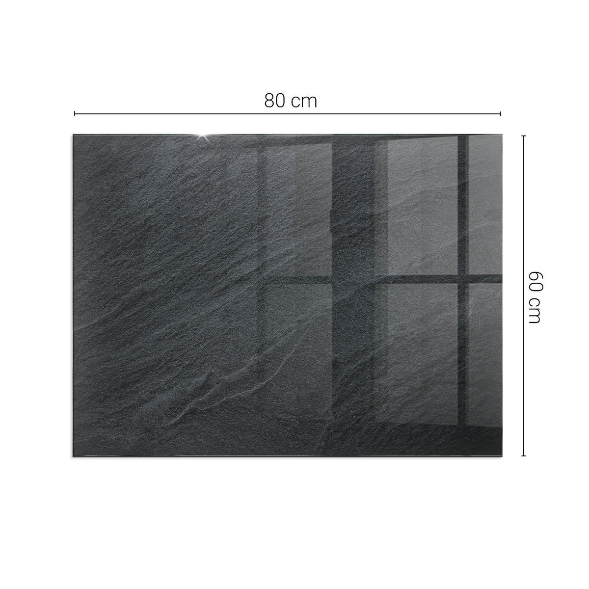 GLASPLATTE für Kamin 80x60 cm Schwarz - Schwarz, Glas (80/60/0.4cm) - ArtPrintCave