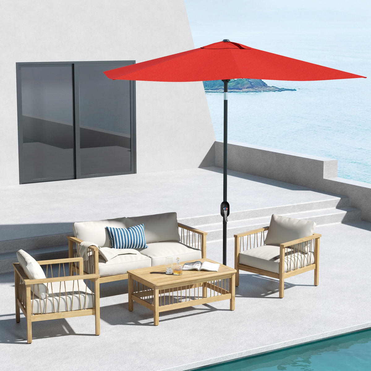 SONNENSCHIRM Rot 290/200/248 cm - Rot, Metall (290/200cm) - PANGIVO