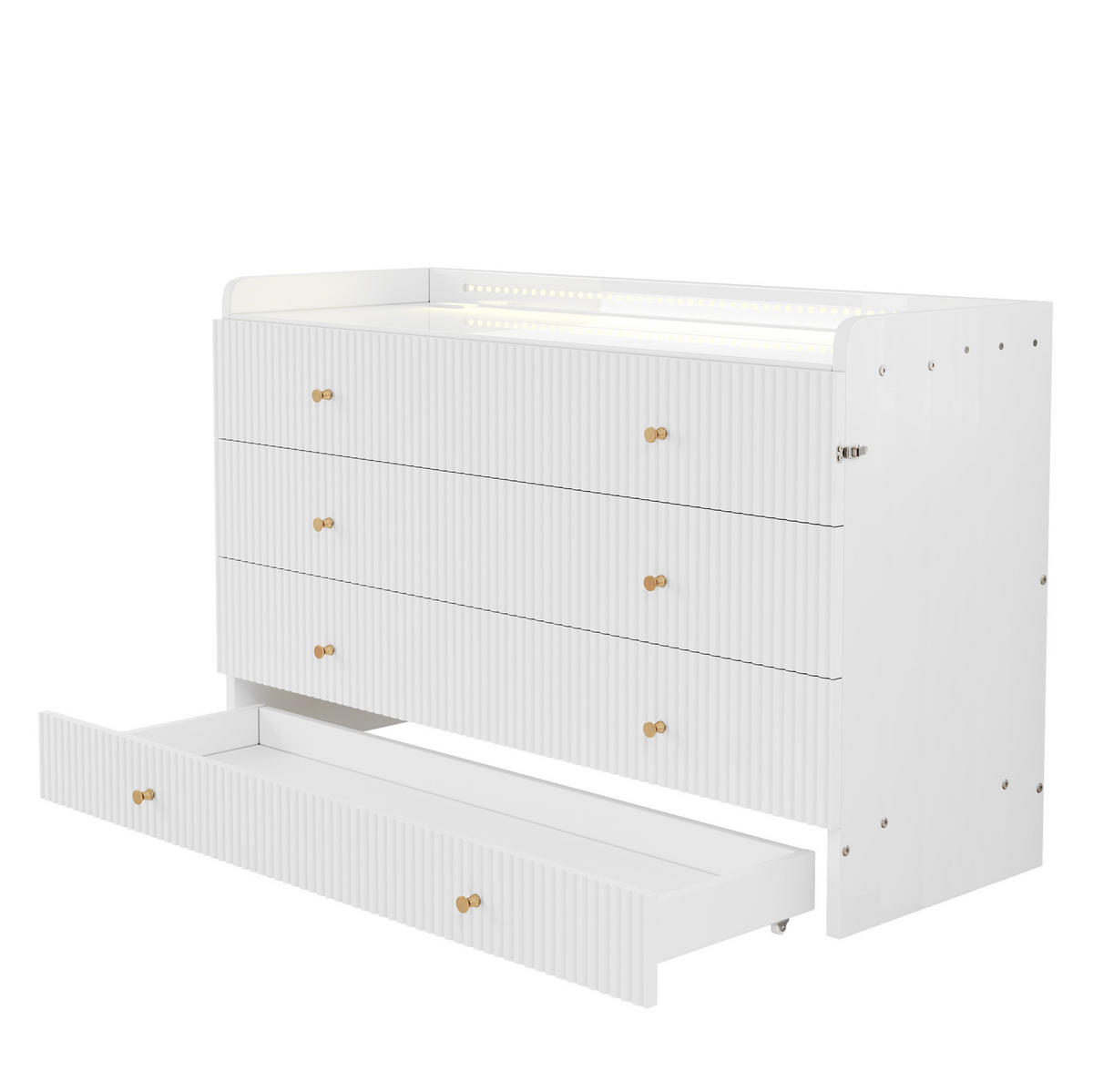 SCHRANKBETT aus MDF und Sperrholz 140x200 cm Weiß mit Schubladen, LED-Beleuchtung, USB und Steckdose - Weiß, Holzwerkstoff (90/200cm) - IVMEU