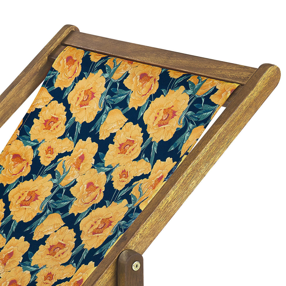 GARTENLIEGE 2er-Set hellbraun Textil weiß/mehrfarbig Blumenmuster Anzio - Hellbraun/Multicolor, Textil (54/70/97cm) - Beliani
