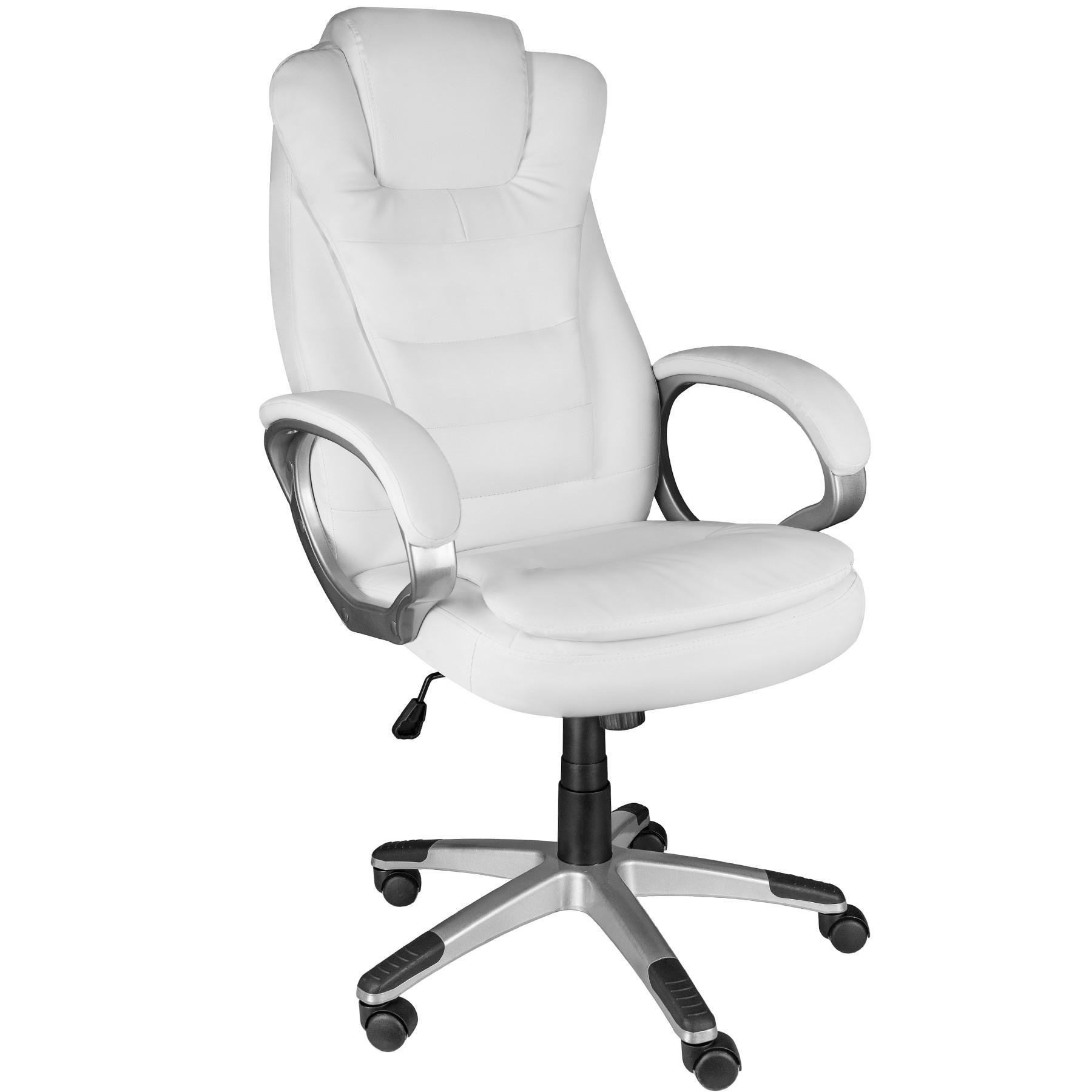 BÜROSTUHL Zulu,einstellbare Wippfunktion,weiß - Weiß, Leder (53/55/53cm) - tectake