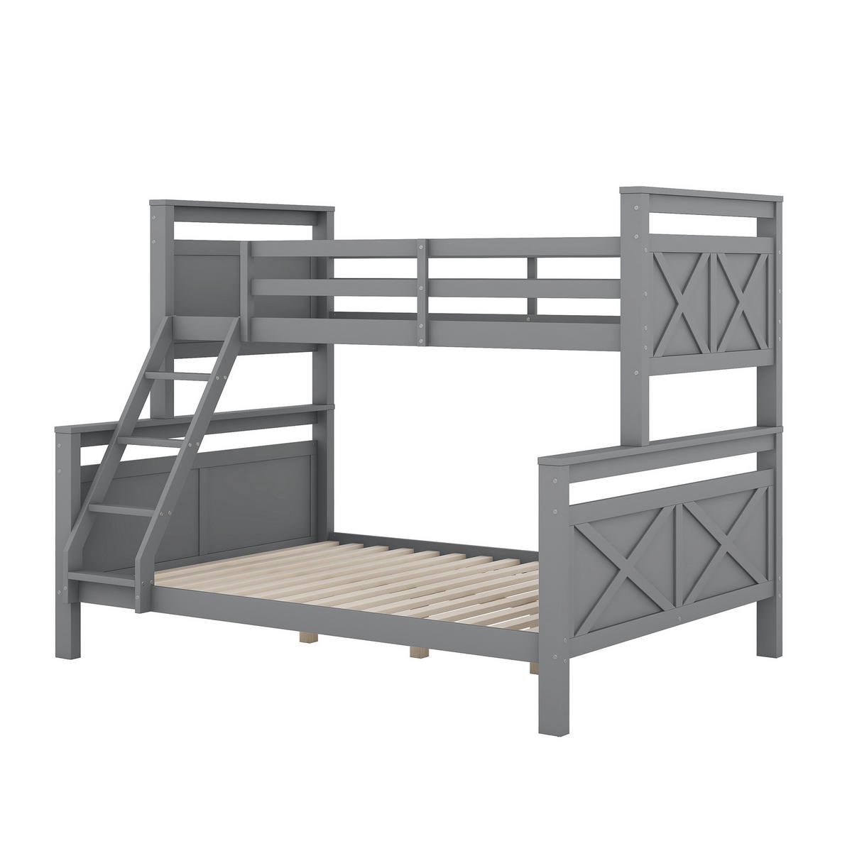 ETAGENBETT 90/140/200 cm mit Leiter, Sicherheitsgeländer und Umbaufunktion zu 2 Betten, Grau - Grau, Holzwerkstoff (140/200cm) - Redom