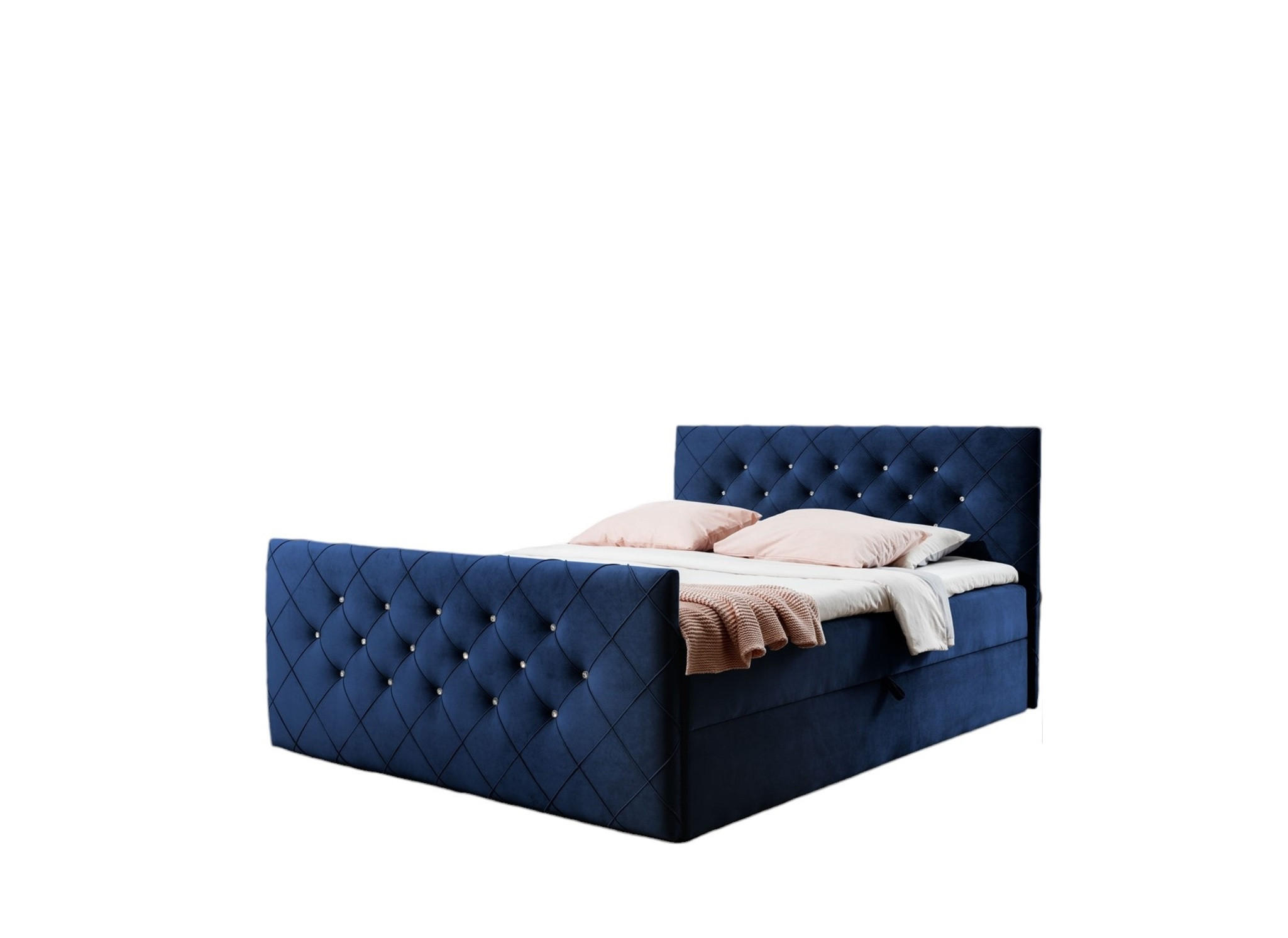 BOXBETT Eivor In Stoff überlänge - Dunkelblau, Holzwerkstoff/Textil (200/220cm) - Fun Möbel