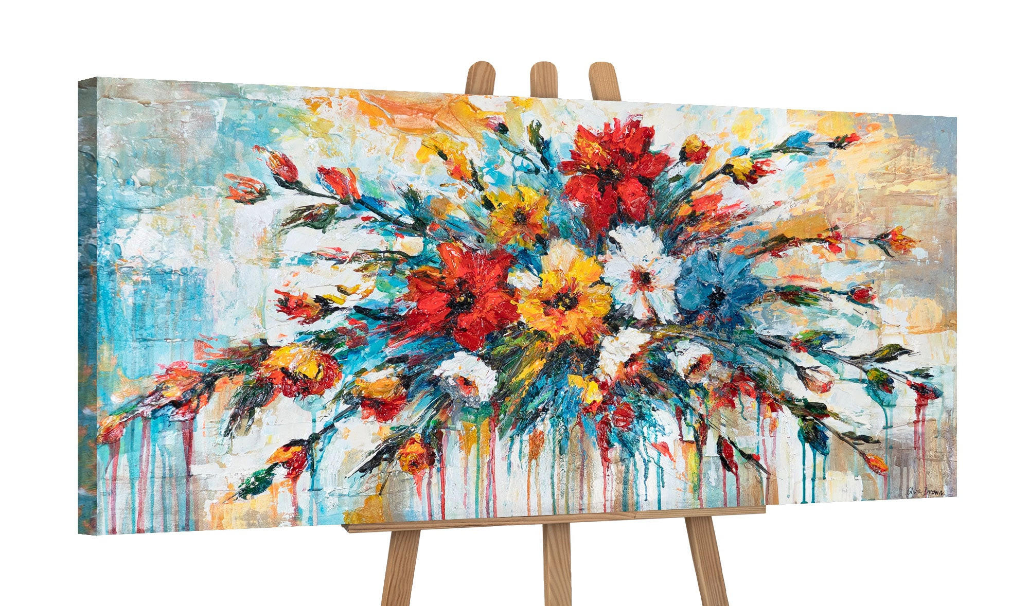 GEMÄLDE Florale Inspiration auf Keilrahmen 115x50 cm - Multicolor, Holz (115/50cm) - YS-art gallery