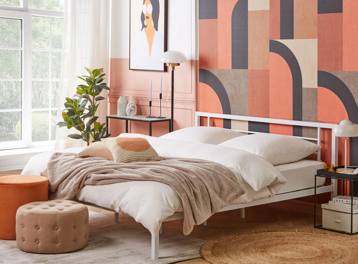 METALLBETT 180/200cm Weiß Cusset - Weiß, Metall (180/200cm) - Beliani