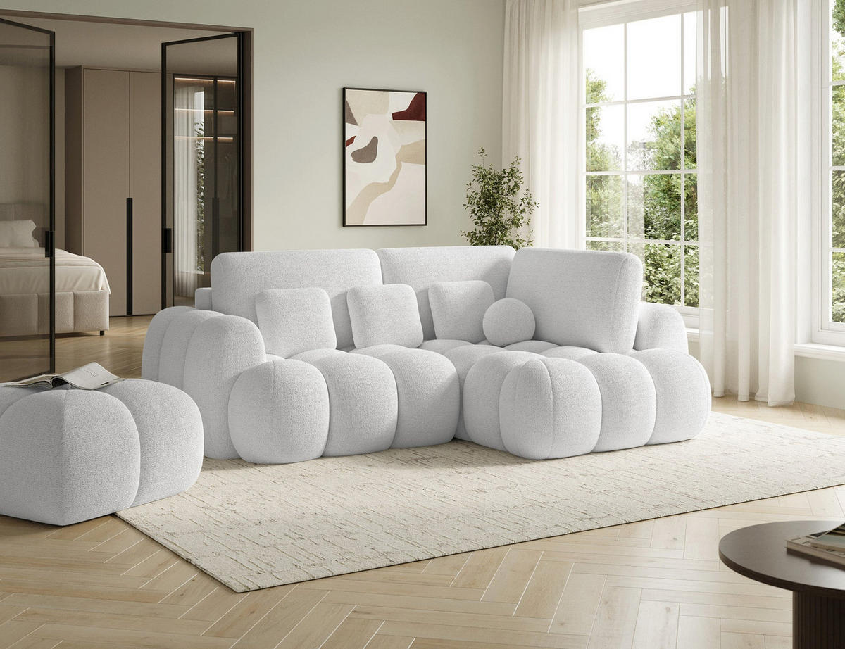 ECKSOFA COZION L-Form mit Schlaffunktion & Bettkasten – Modernes 3-Sitzer Sofa, HR-Kaltschaum, Wellenfederung, 267 × 165 cm - Schwarz/Weiß, Kunststoff (267/165cm) - Wohnideebilder