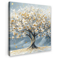 LEINWANDBILD Baum - Winter - Baum des Lebens - Modern - Gold 50x50 cm - Goldfarben, Textil (50/50cm) - MuchoWow