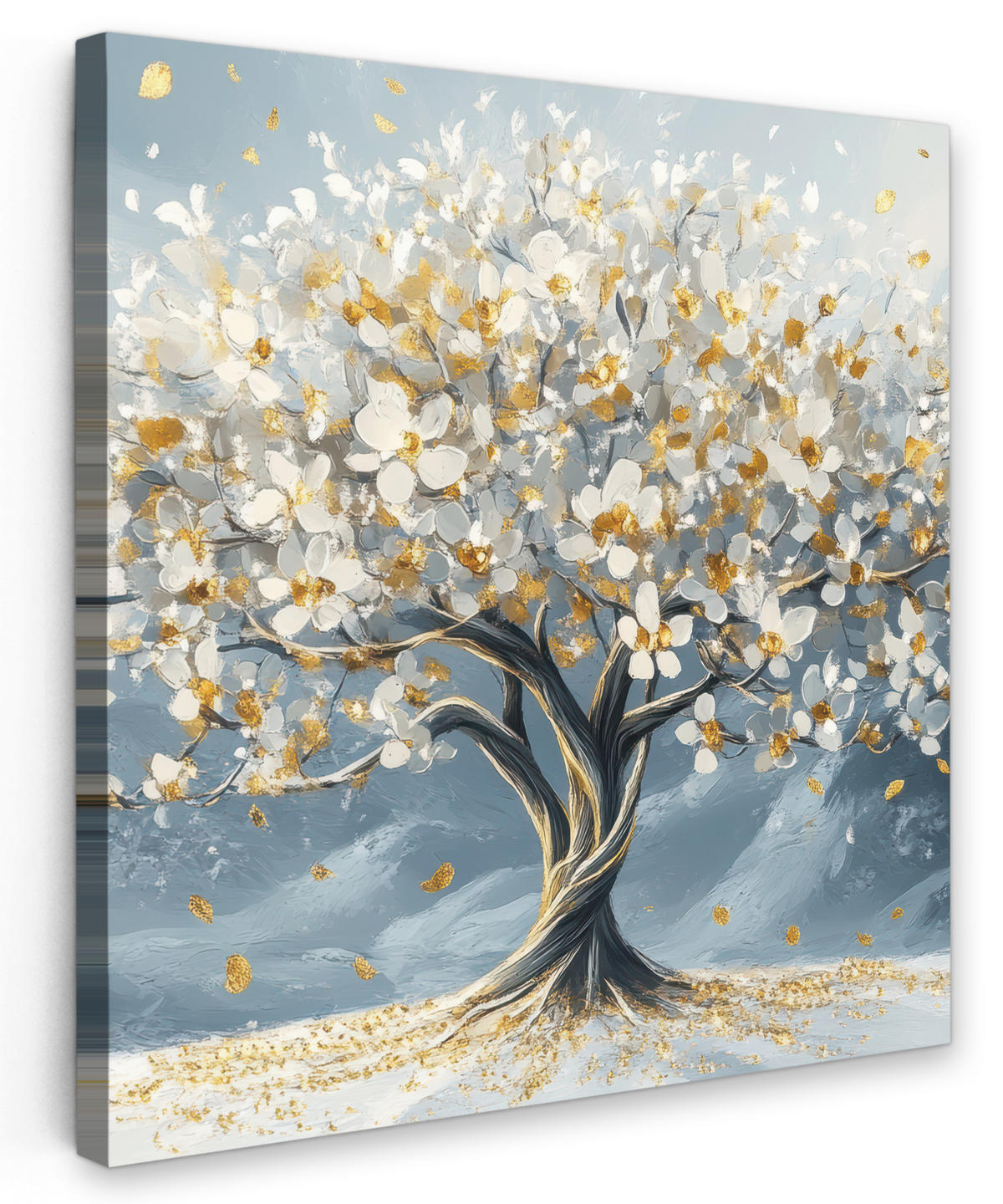 LEINWANDBILD Baum - Winter - Baum des Lebens - Modern - Gold 50x50 cm - Goldfarben, Textil (50/50cm) - MuchoWow