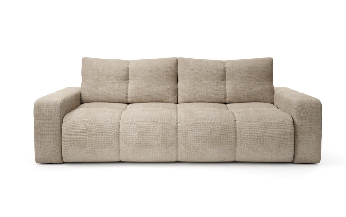 BETTSOFA DUCA Beige Jersey- Stoff mit Schlaffunktion - Beige, Holz (259/90/99cm) - MASSENO