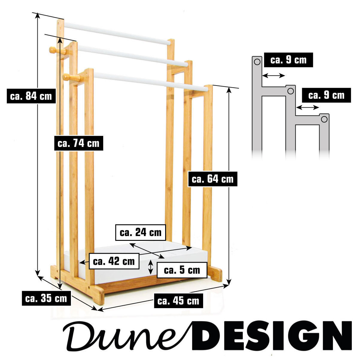 BAMBUS-HANDTUCHHALTER 45x35x84cm - Braun, Holz (35/84/45cm) - Dunedesign