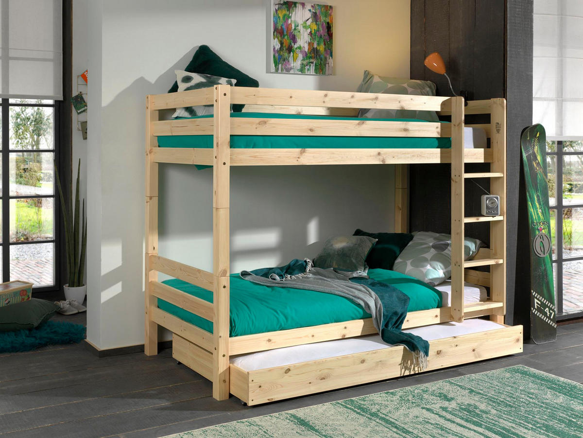 ETAGENBETT Karolina 210x161x105 aus Massivholz in natur - Kieferfarben, Holz (90/200cm) - 58aufmkessel