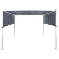 PERGOLA mit LED-Beleuchtung Stahl grau 310/310 cm Parga - Weiß/Grau, Metall (310/215/310cm) - Beliani