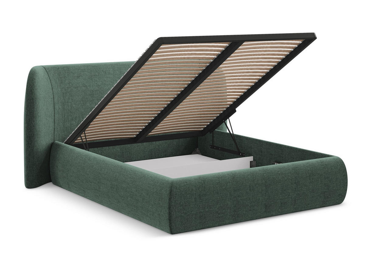 POLSTERBETT mit Bettkasten und Lattenrost 230x215 Grün - Schwarz/Grün, Kunststoff/Textil (180/200cm) - Makamii