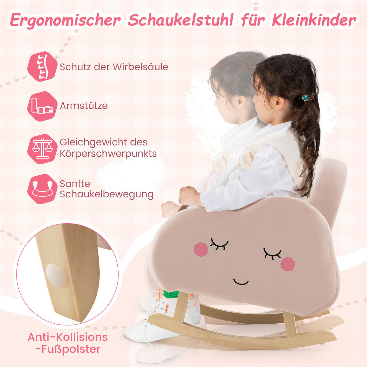 KINDERSOFA 51cm Pink - Pink, Textil (50/51/51cm) - COSTWAY