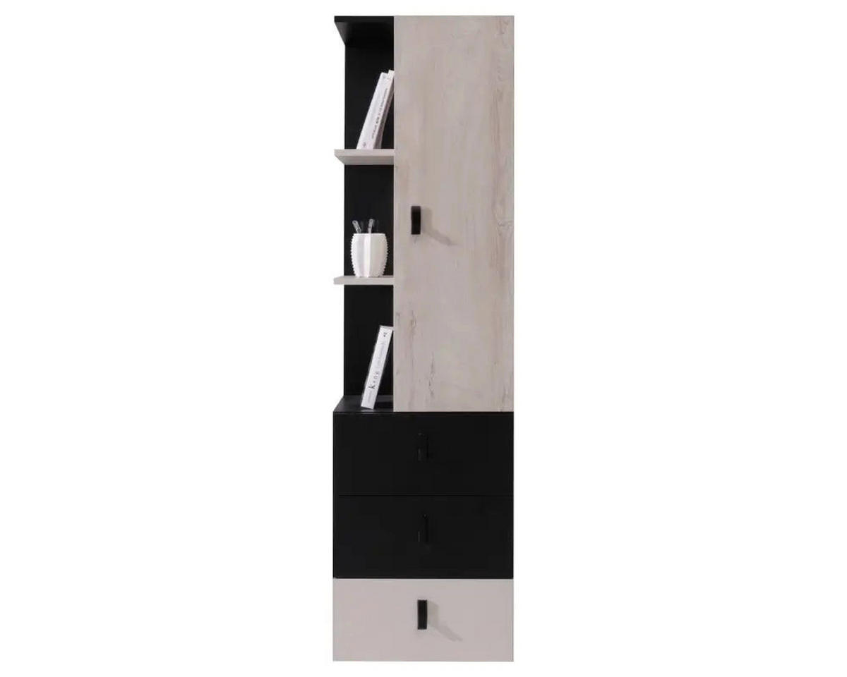 SCHLAFZIMMER Set 6-tlg. – PLANET System – Sonoma / Schwarz - Schwarz, Holzwerkstoff (135/190/135cm) - hi-markt