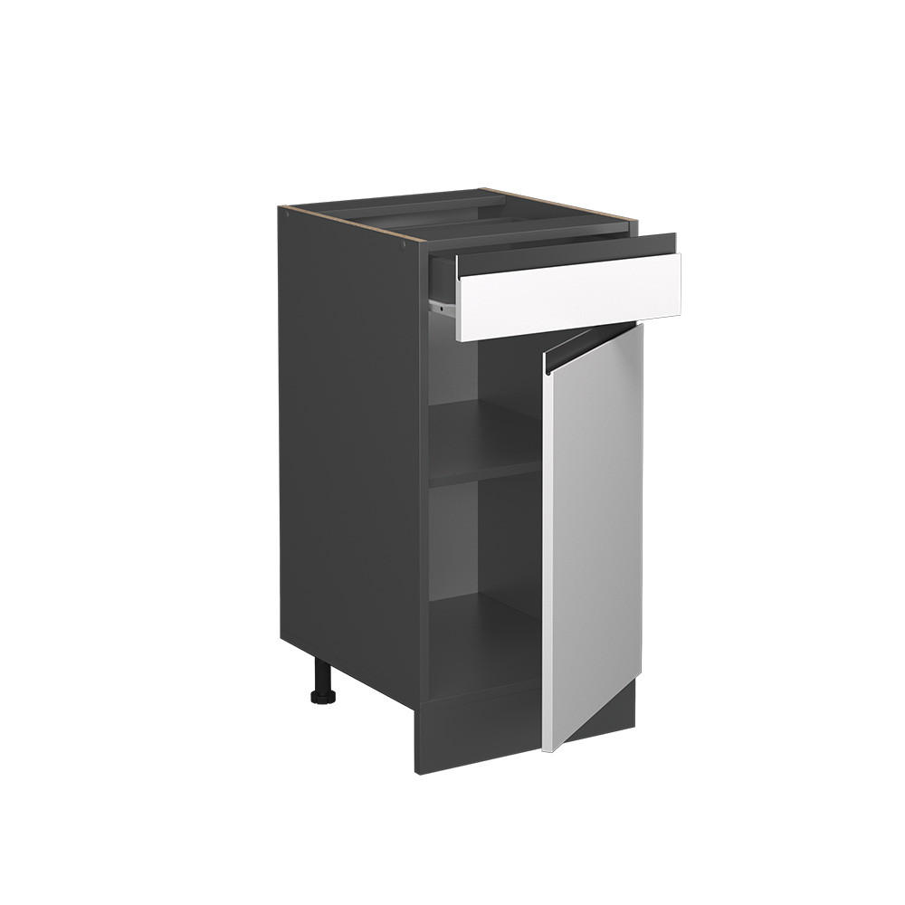KÜCHENUNTERSCHRANK R-Line Weiß 40 cm AP Marmor - Anthrazit/Weiß, Holzwerkstoff (40/81.6/60cm) - Vicco