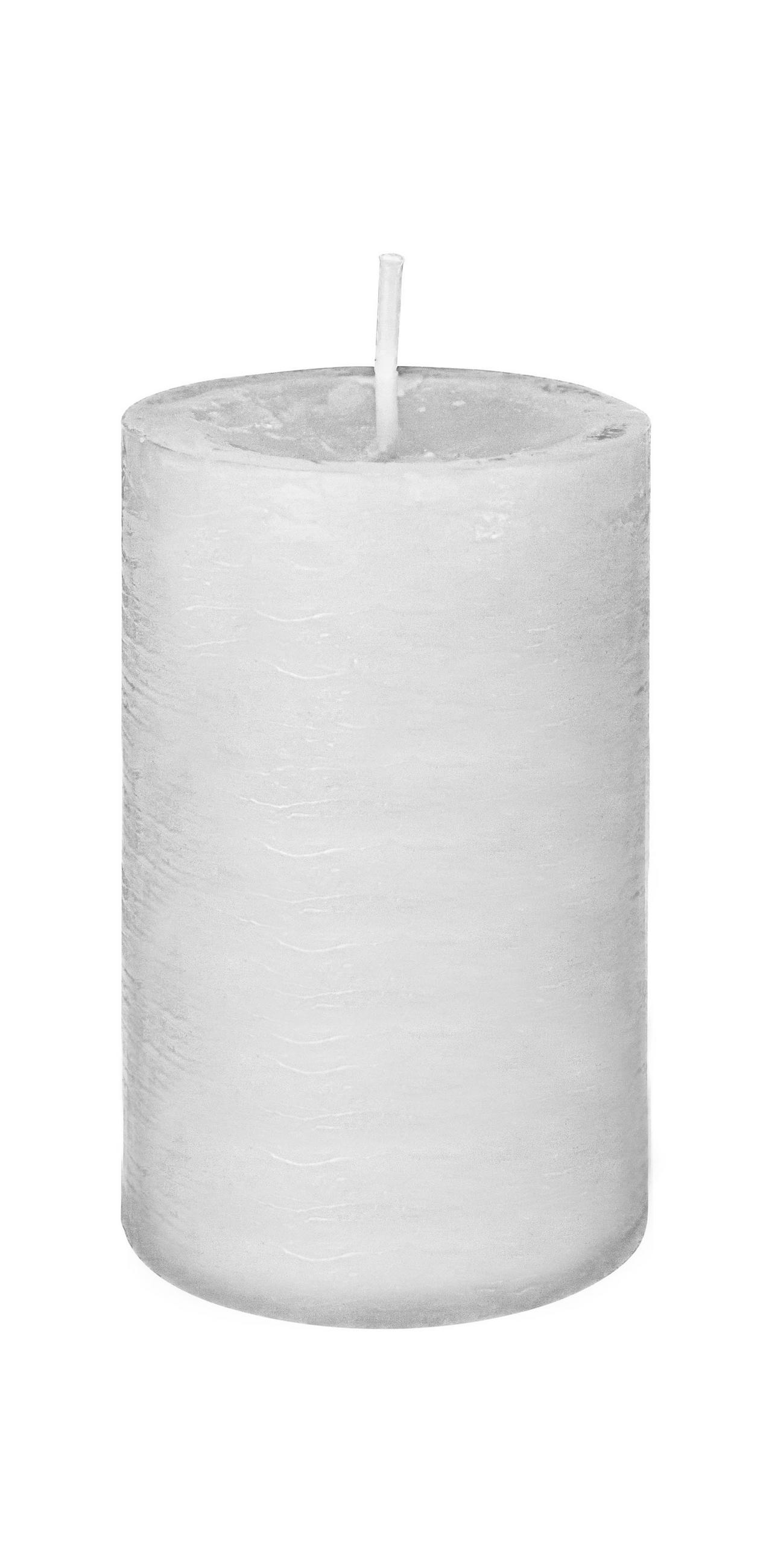 STUMPENKERZE Rustik Marble Style Weiß 90 x Ø 58 mm - Weiß, Paraffin (9cm) - Wiedemann Kerzen