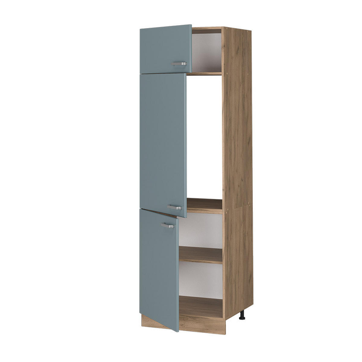 KÜHLUMBAUSCHRANK R-Line Blau-Grau 60 cm - Honigeiche/Eiche Wotan, Holzwerkstoff (60/206.8/57.2cm) - Vicco
