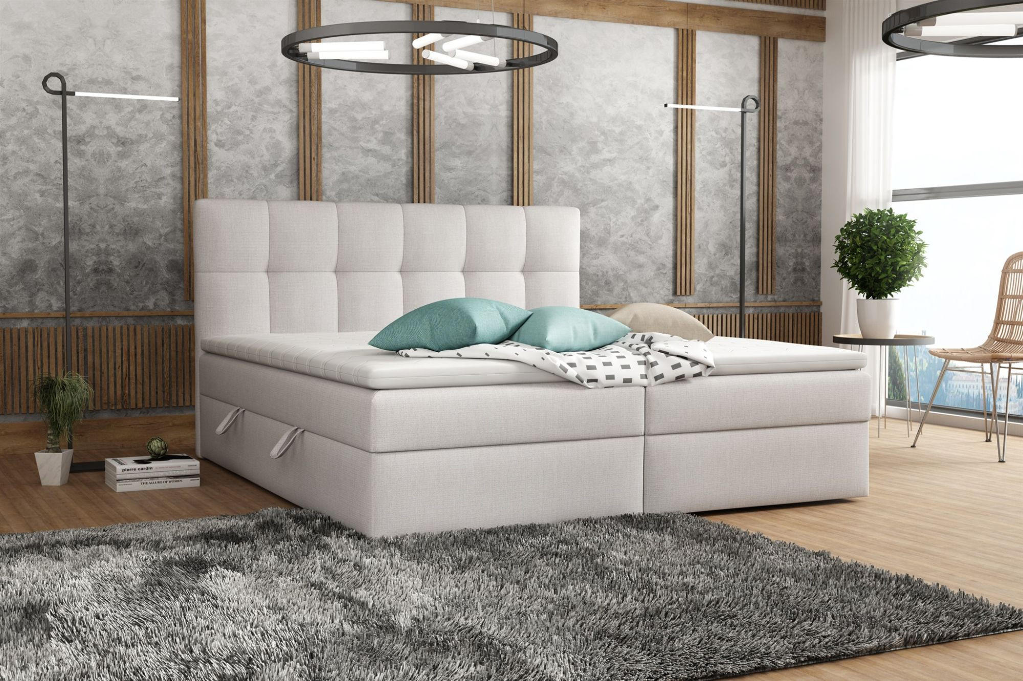 BOXBETT Arturo In Soro - Hellgrau, Holzwerkstoff/Textil (140/200cm) - Fun Möbel