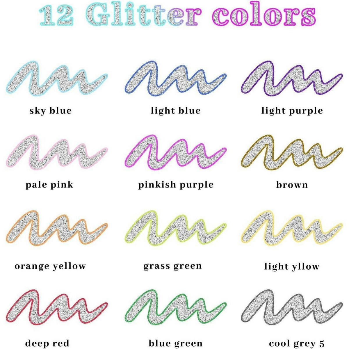 MARKER 12er Set Outline Stifte Glitzer Effekt - Multicolor, Kunststoff (1/1/14cm)