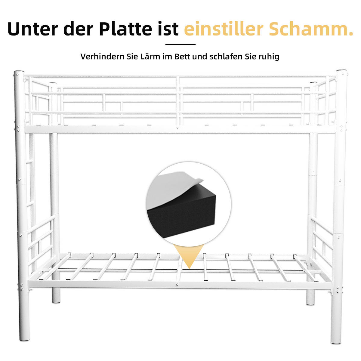 ETAGENBETT Metall Twin Twin Leiter Geländer - Weiß, Metall - LEBENLANG