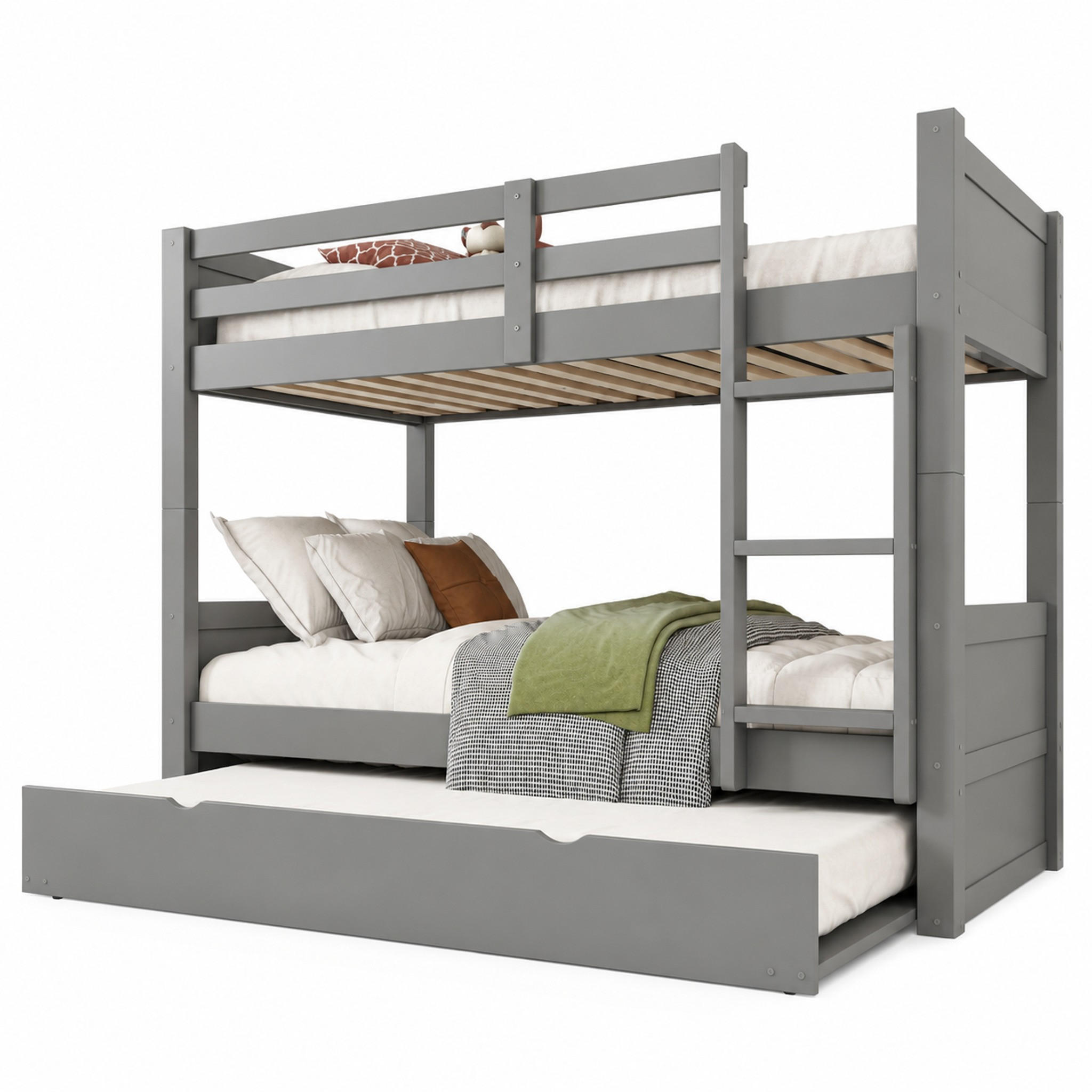 ETAGENBETT teilbar 90x200 cm Holz Grey mit Ausziehbett - Grau, Holz (90/200cm) - Meubliv