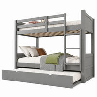 ETAGENBETT teilbar 90x200 cm Holz Grey mit Ausziehbett - Grau, Holz (90/200cm) - Meubliv
