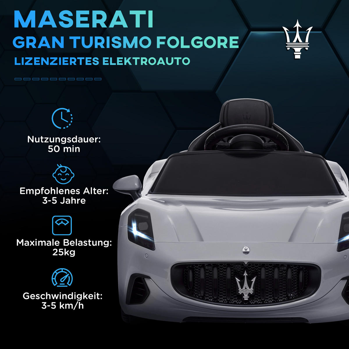 KINDER ELEKTROAUTO, Grau, Kunststoff, Metall - Grau, Kunststoff (98/59/43cm) - AIYAPLAY