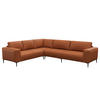 ECKSOFA mit Ottomane - Kastanienfarben/Schwarz, Leder/Metall (290/230cm) - home24