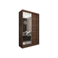 SCHWEBETÜRENSCHRANK MIRELLA 120/216/61 cm Modern Kleiderschrank 2-türig mit Spiegel Nussbaumfarben - Nussbaumfarben, Holzwerkstoff (120/216/61cm) - MASSENO