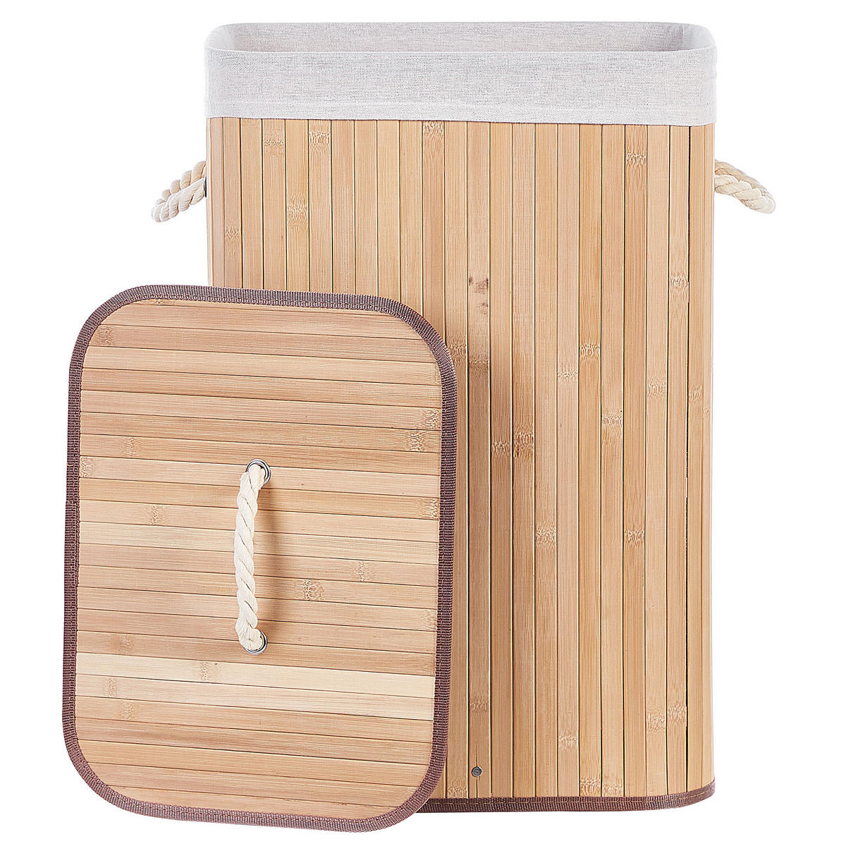 KORB Heller Holzfarbton Komari - Hellbraun/Weiß, Holz (40/60/30cm) - Beliani