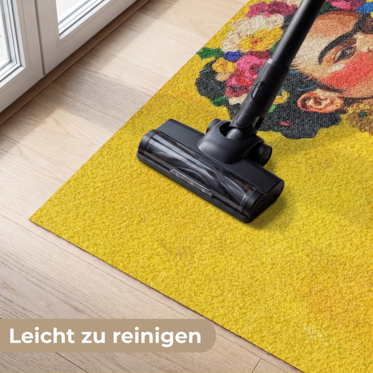 ROHOŽKA Frida Kahlo - Žena - Žlutá - Modrá - Květiny 120x80 cm - žlutá, textil/umělá hmota (120/0.4cm) - MuchoWow