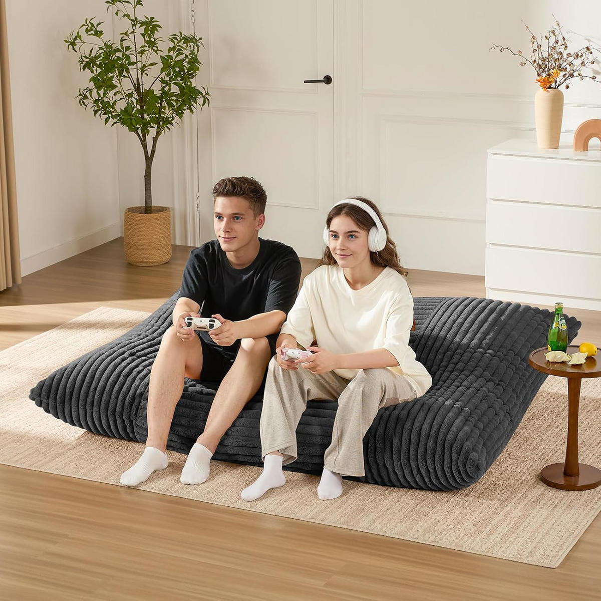 SITZSACK Stoff Dunkelgrau klappbar - Dunkelgrau, Textil (180/10/125cm) - WISHDOR