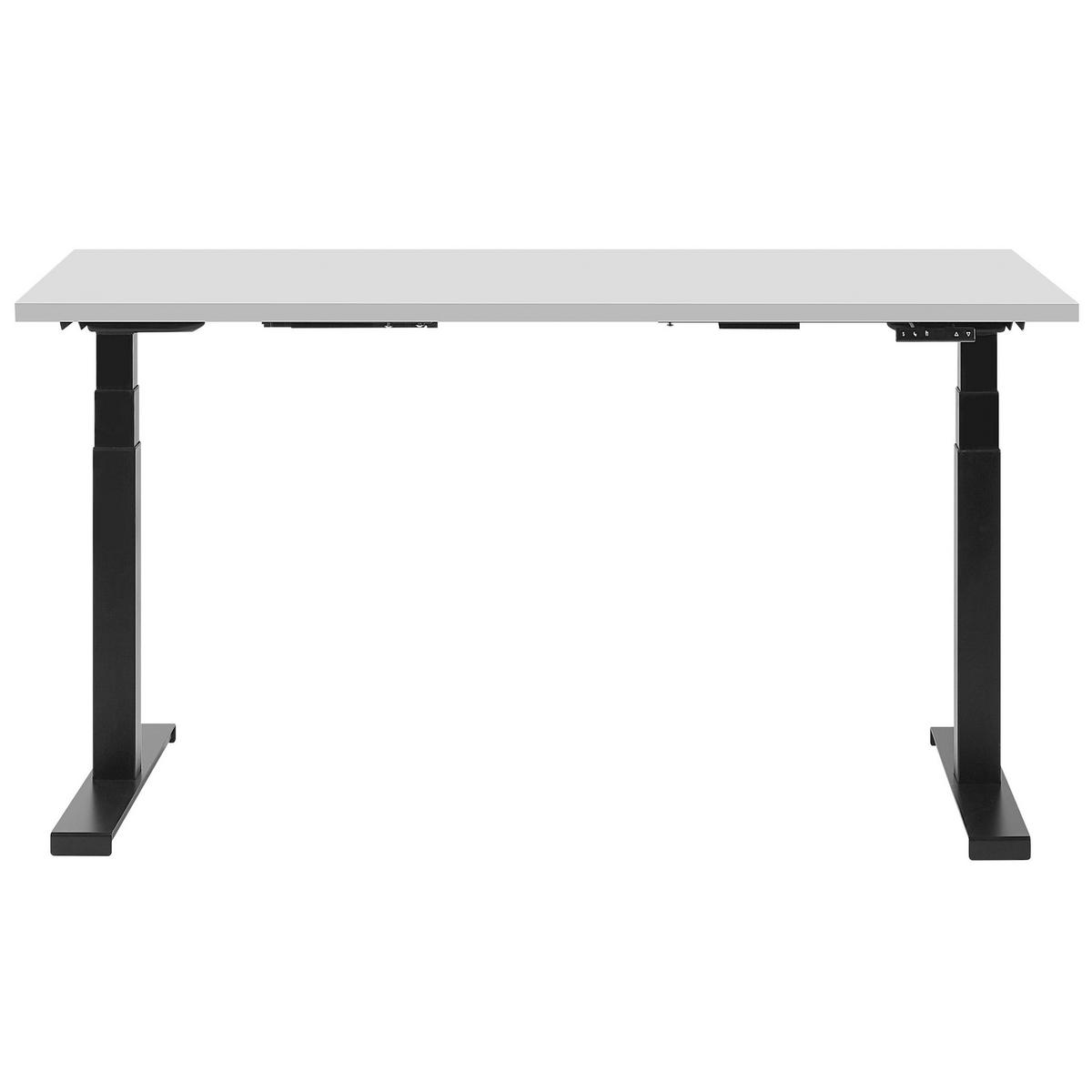 SCHREIBTISCH grau/schwarz 130/72/63-128 cm Destin - Grau, Holzwerkstoff (72/130/63cm) - Beliani