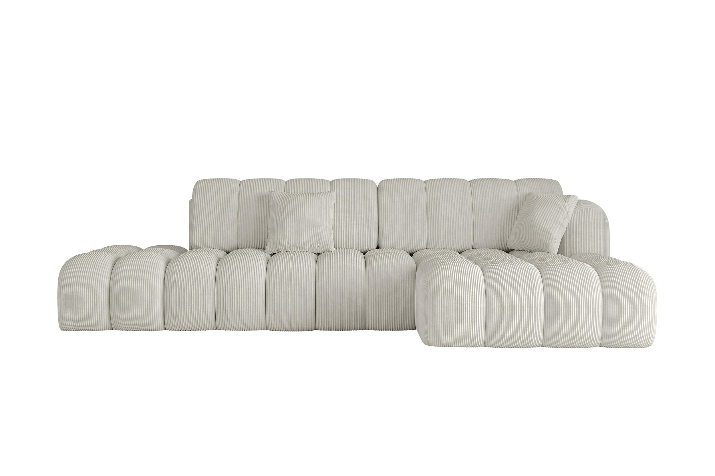 ECKSOFA mit Schlaffunktion Ottomane RECHTS OLEA-L2 321x164x75 Creme Cord - Ecru/Schwarz, Holzwerkstoff/Kunststoff (164/321cm) - ALTDECOR