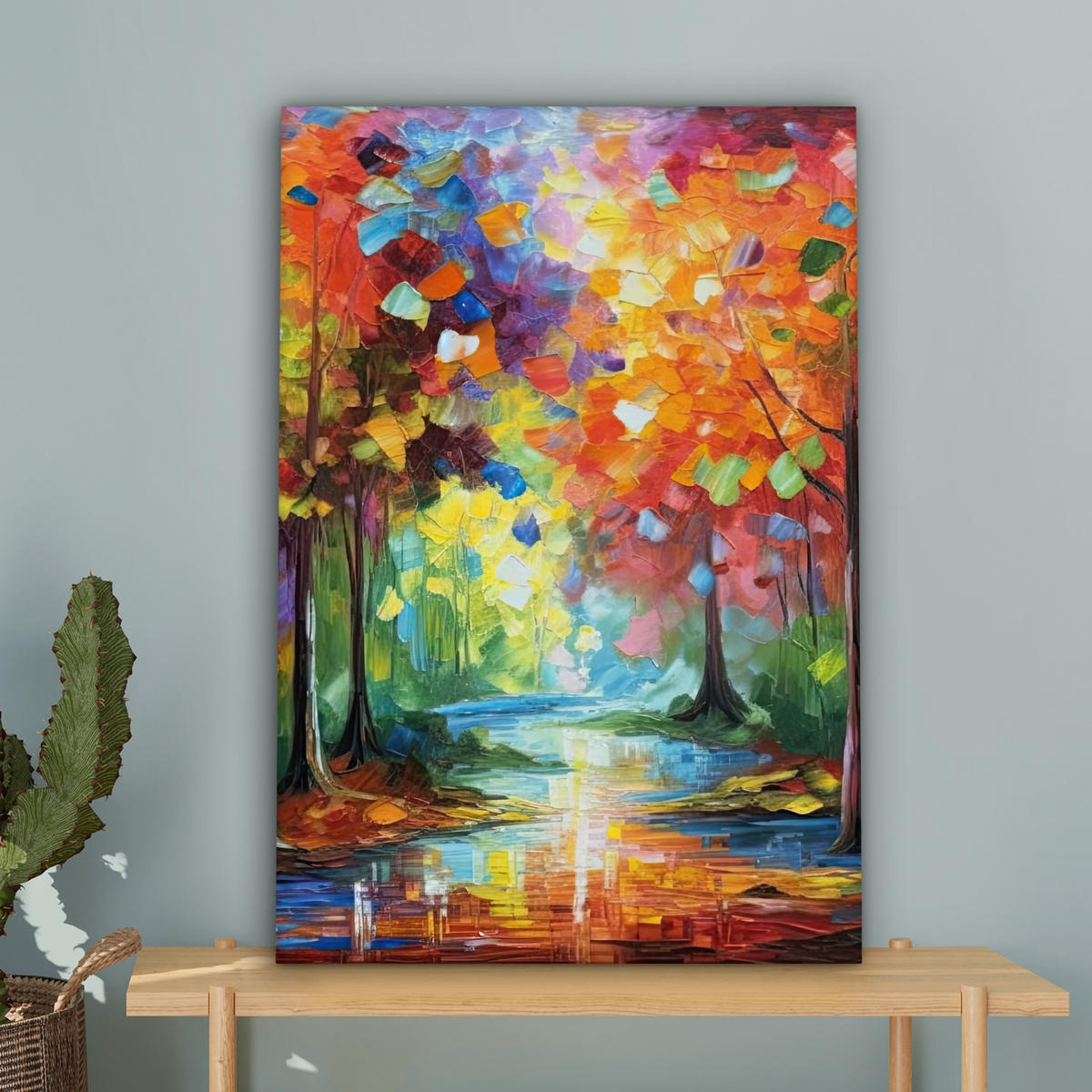 LEINWANDBILD Landschaft - Wald - Farben - Natur Wanddeko Schlafzimmer 60x90 cm - Multicolor, Textil (60/90cm) - MuchoWow