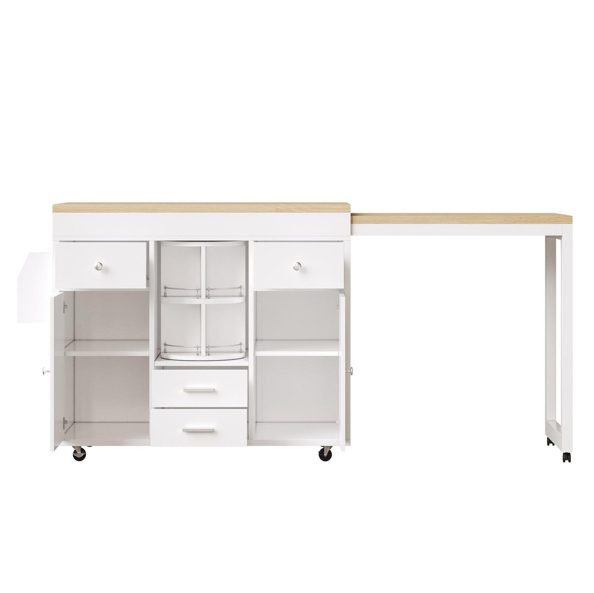 BARTISCH ausziehbar 110-180 cm Weiß MDF - Weiß, Holz (40/91/180cm) - Beauniv